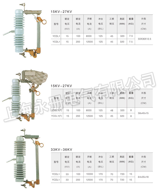 跌落式熔断器的技术参数