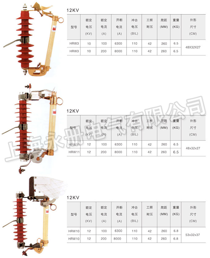 跌落式熔断器的技术参数