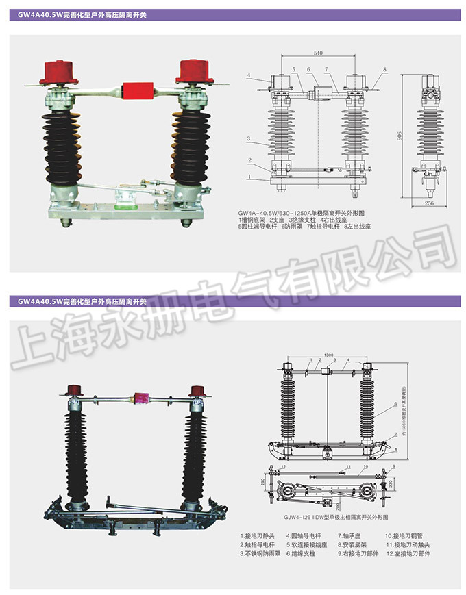 GW4型户外高压隔离开关的外形及结构