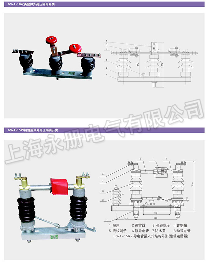 GW4型户外高压隔离开关的外形及结构