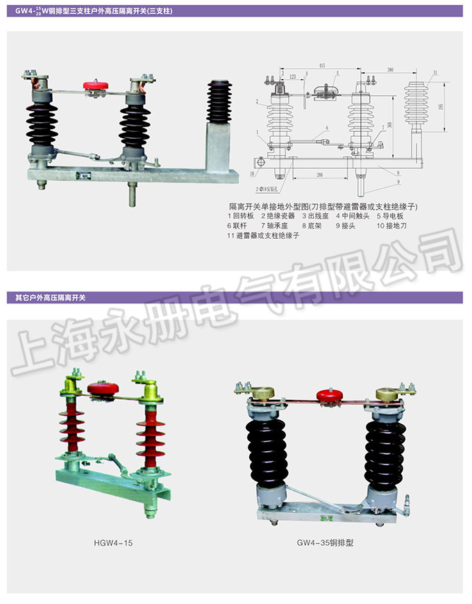 GW4型户外高压隔离开关的外形及结构