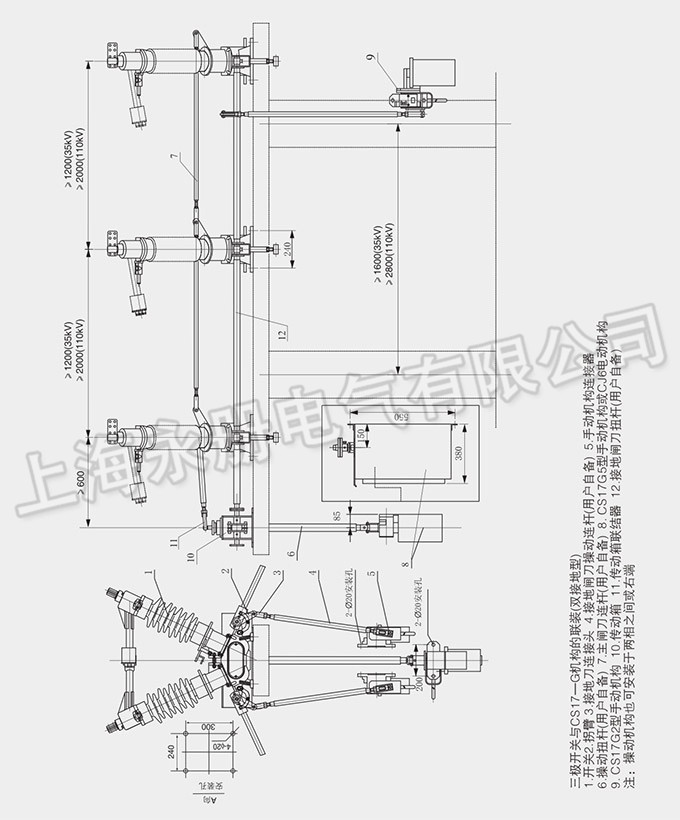 GW5型户外高压隔离开关的外形及结构