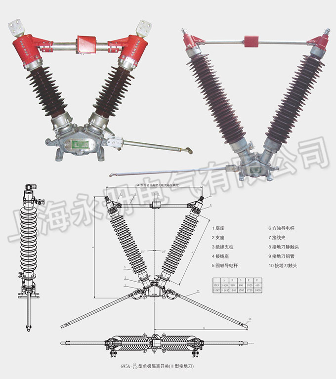 GW5型户外高压隔离开关的外形及结构