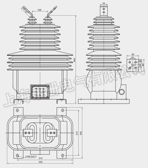 LZZBJ71-35型电流互感器的外形尺寸