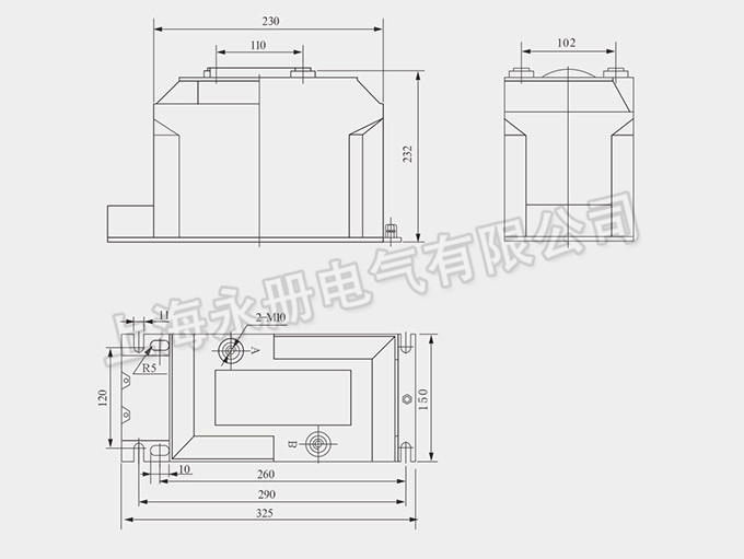 LDZ10-3、6、10电压互感器的外形尺寸